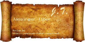 Jassinger Tibor névjegykártya